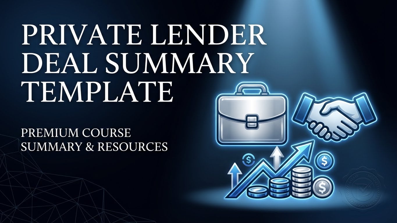 Private Lender Deal Summary Template